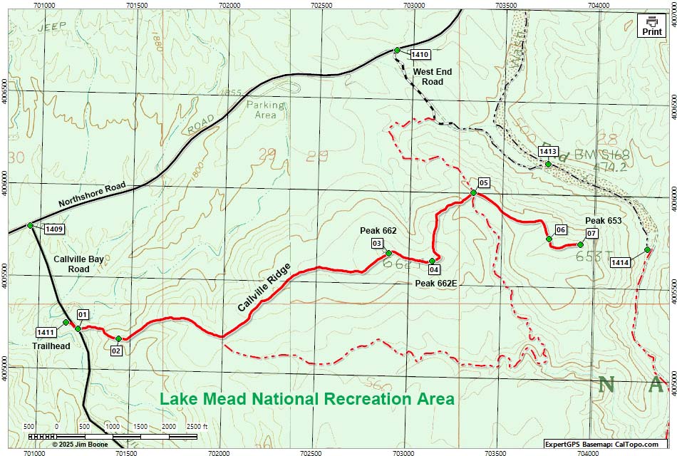 Callville Ridge Route map