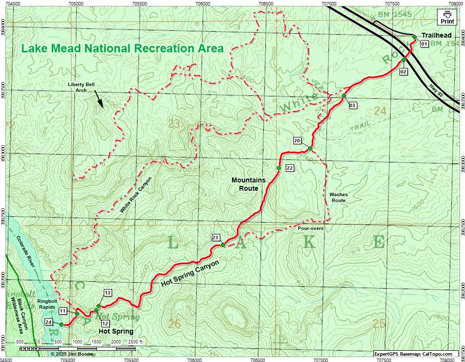 AZ Hot Spring - Hot Spring Canyon Route Map