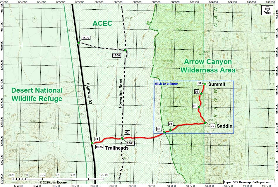 Big Arrow Peak Map